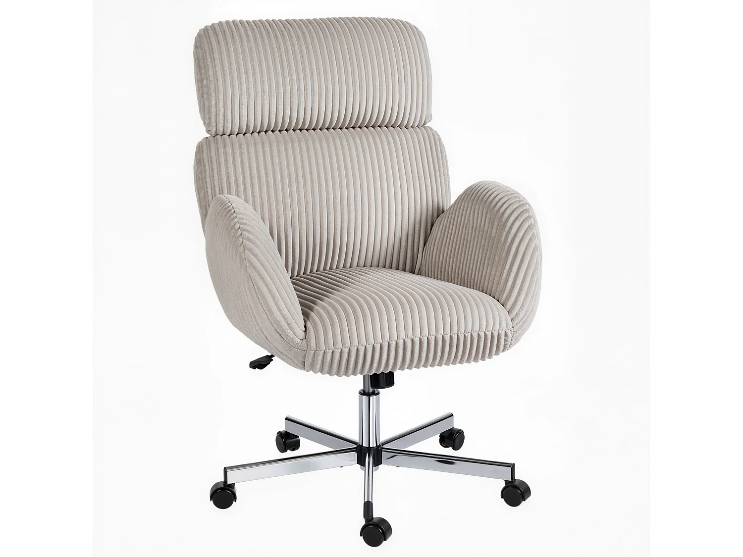 Chaise bureau design velours côtelé gris clair