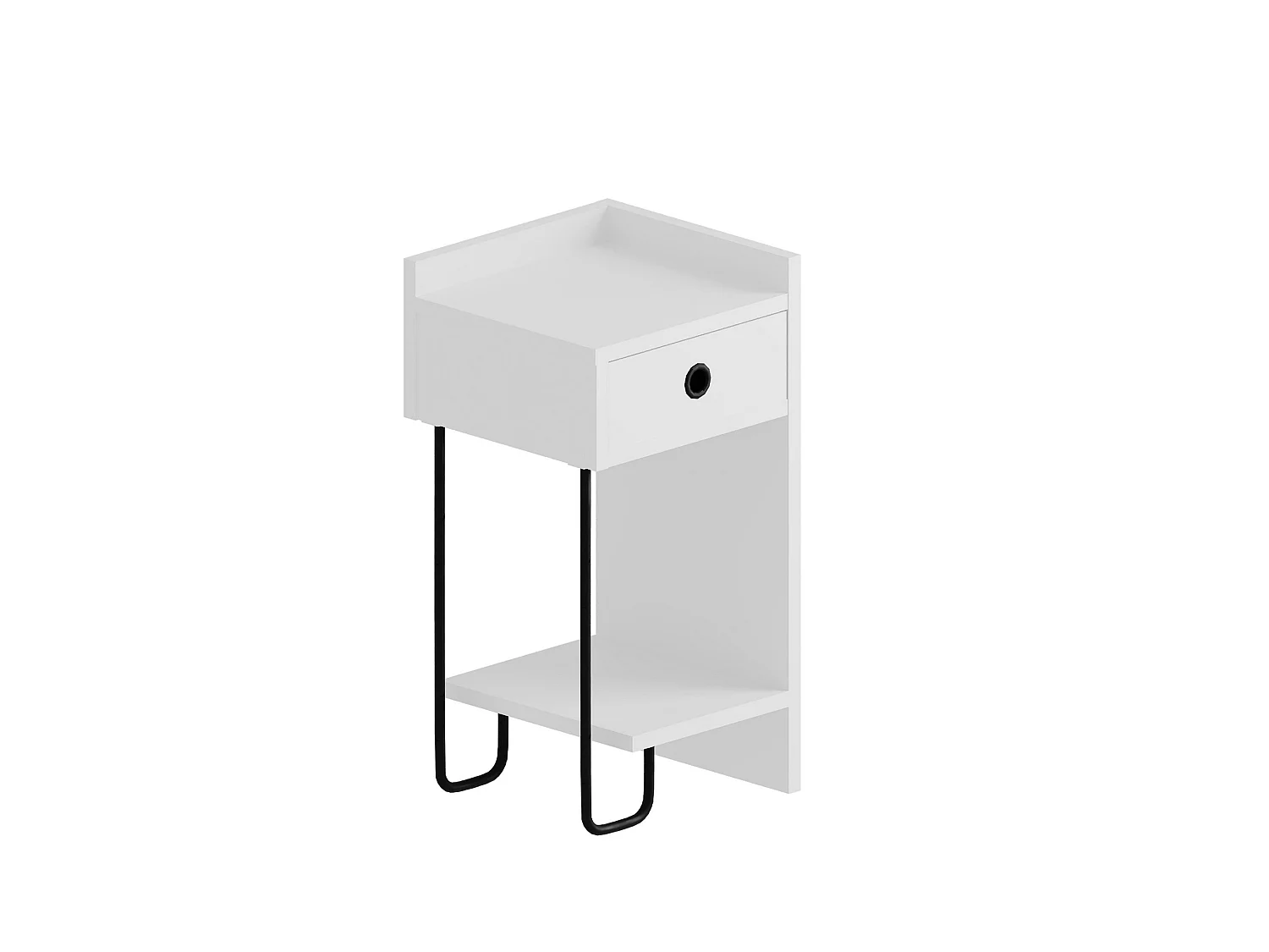 Table de chevet droite en bois "Sirius" - 32 x 30 x 61 cm - Blanc