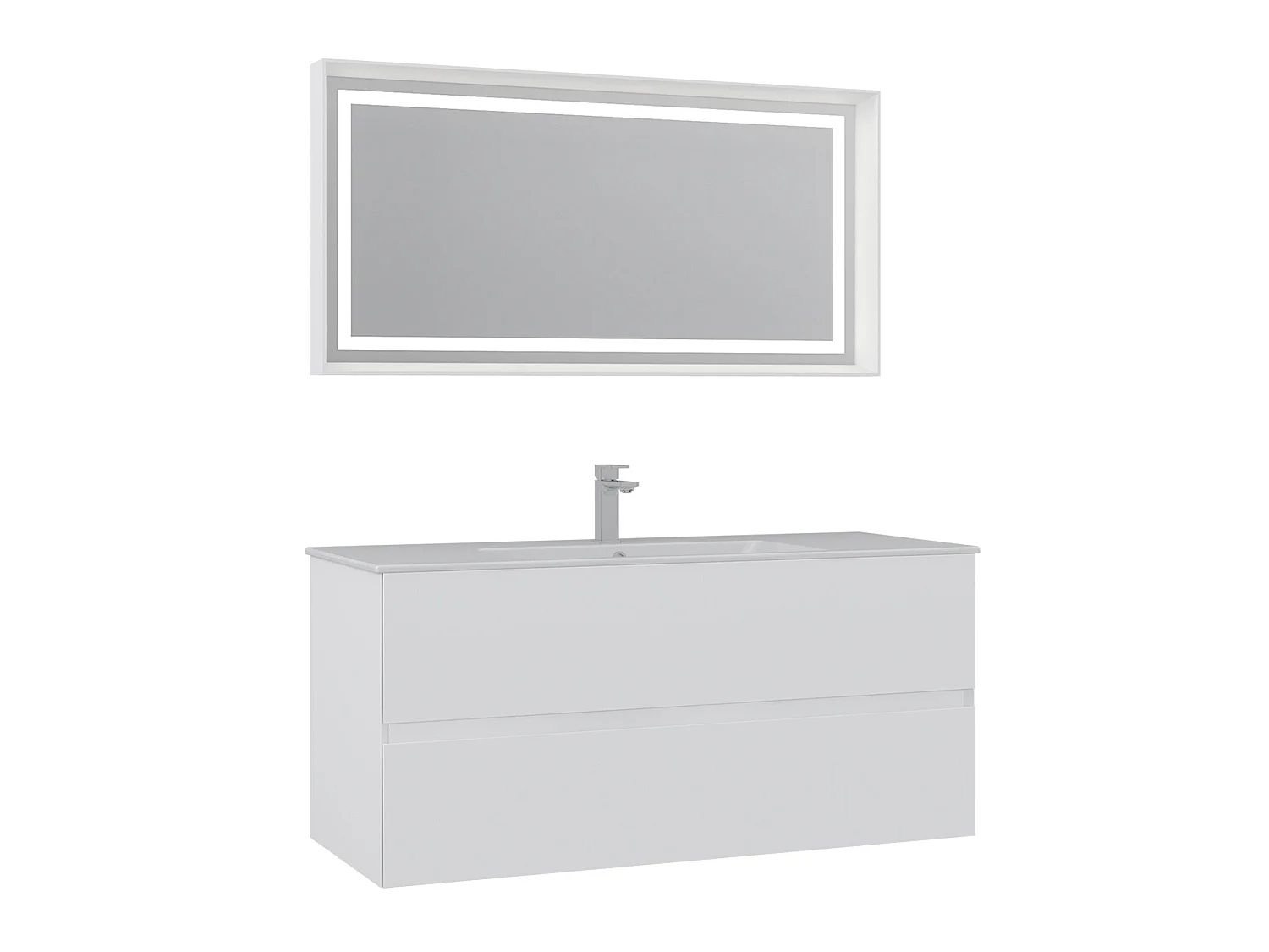 Wastafelmeubel met spiegel (2-delig) "Nest 121 v2" - 121 x 51 x 55 cm - Matwit