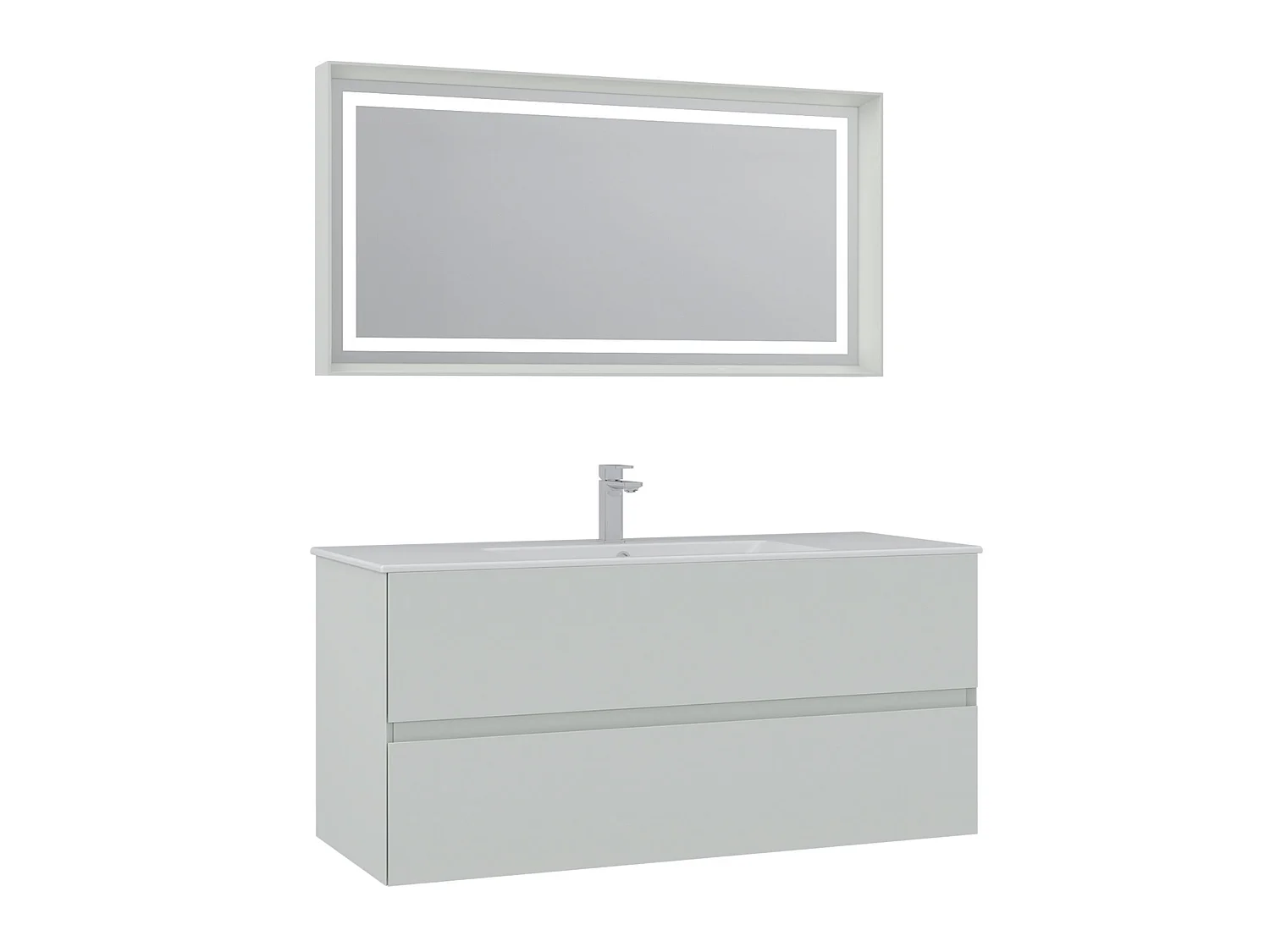 Wastafelmeubel met spiegel (2-delig) "Nest 121 v2" - 121 x 51 x 55 cm - Matte Cashmere