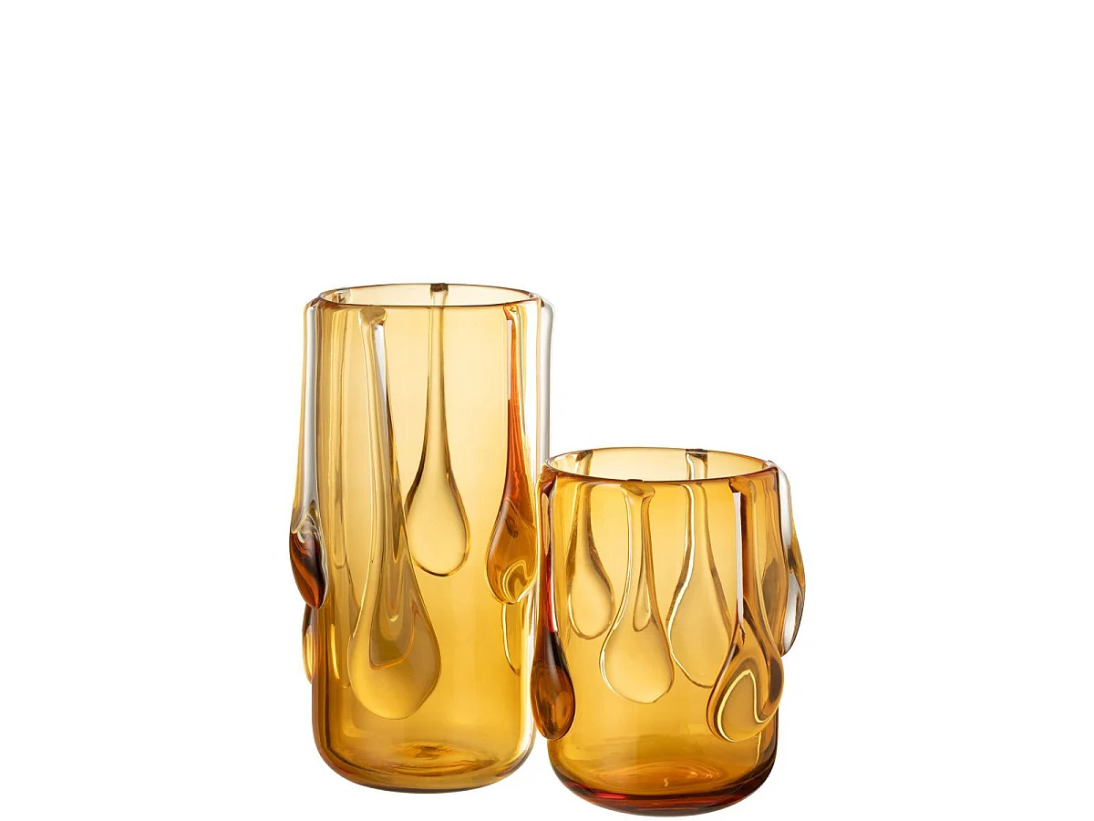 Vase Design en Verre "Drippy" 22cm Ambre