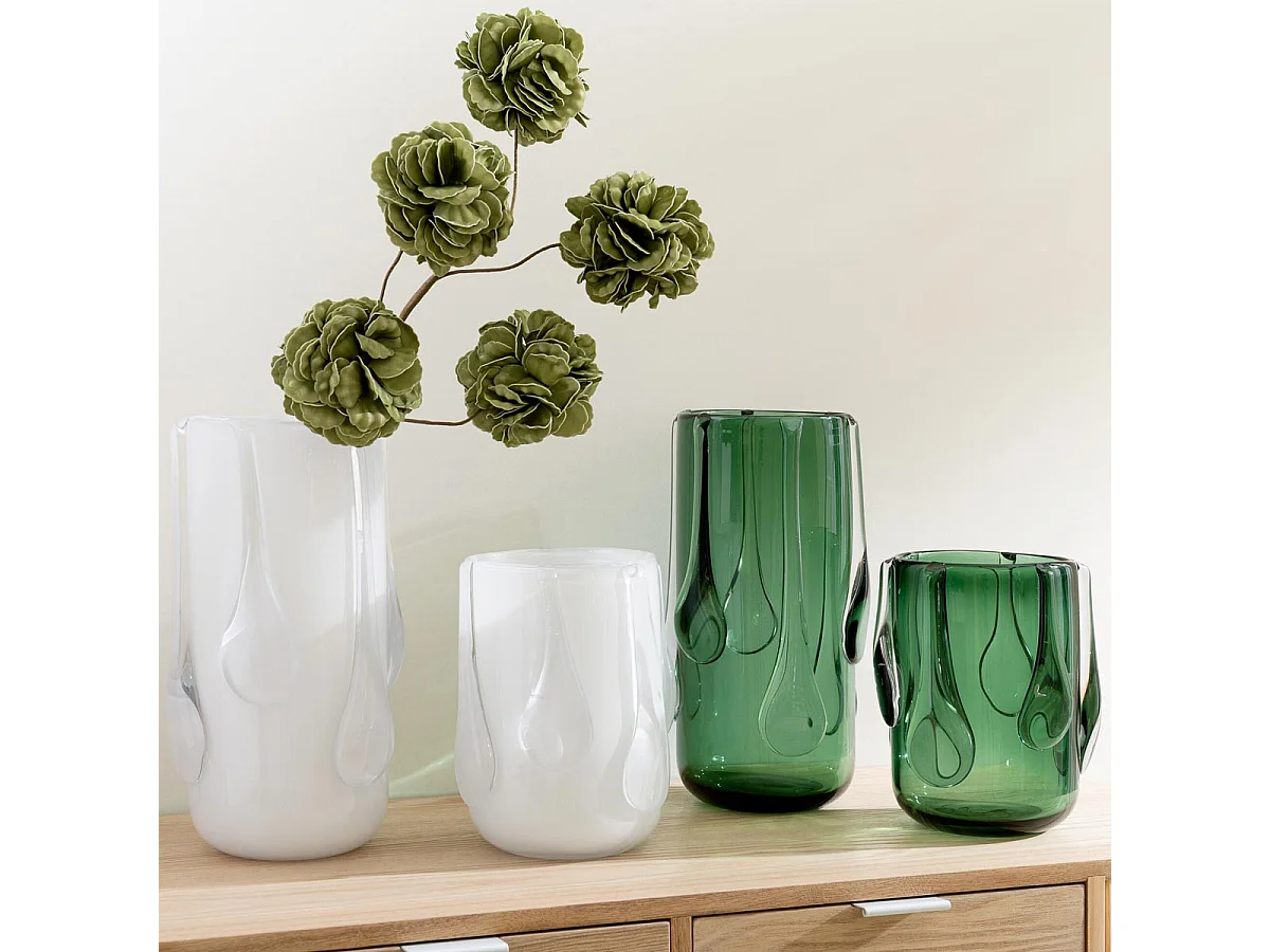 Vase Design en Verre "Drippy" 22cm Vert