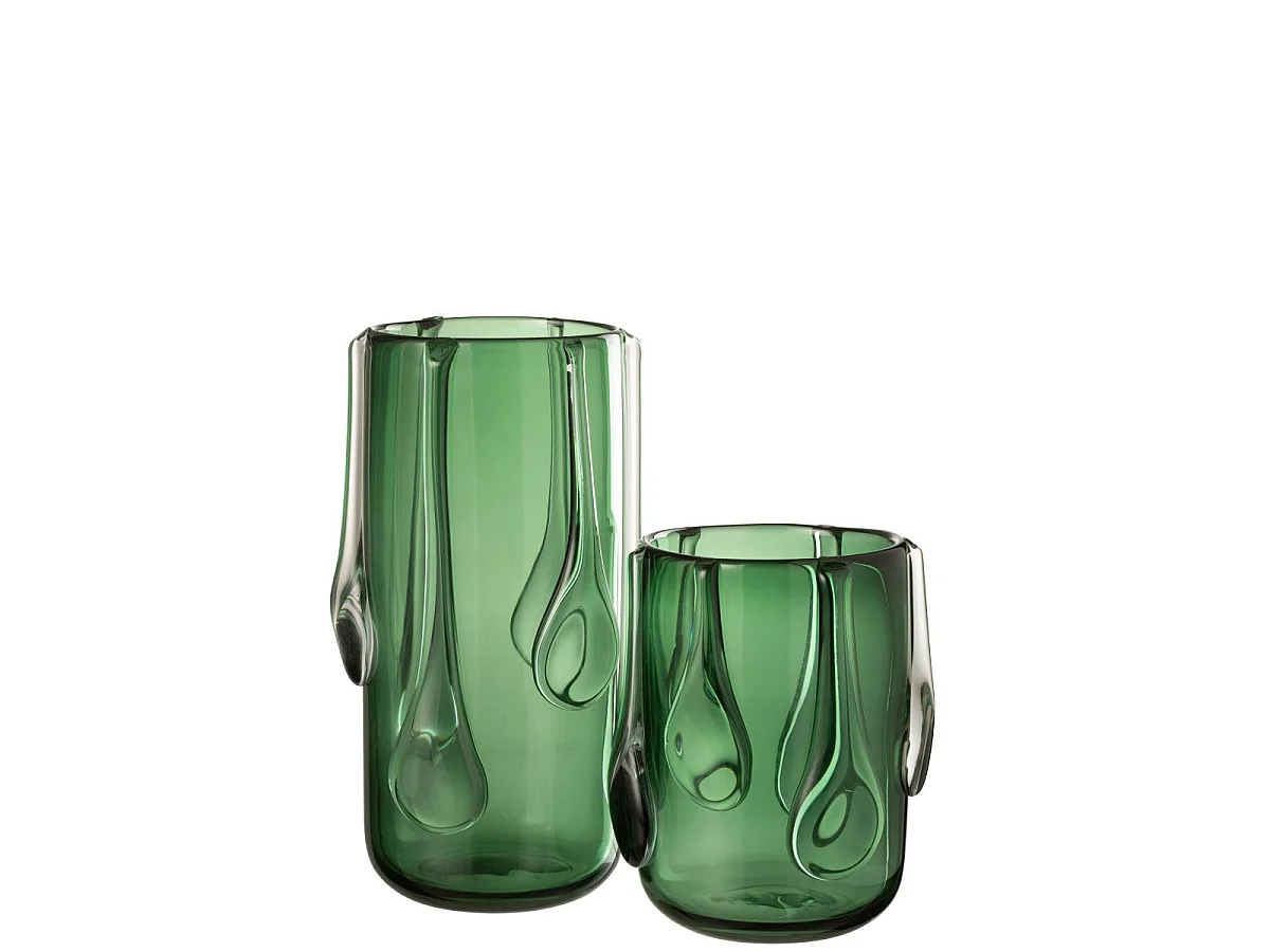 Vase Design en Verre "Drippy" 33cm Vert