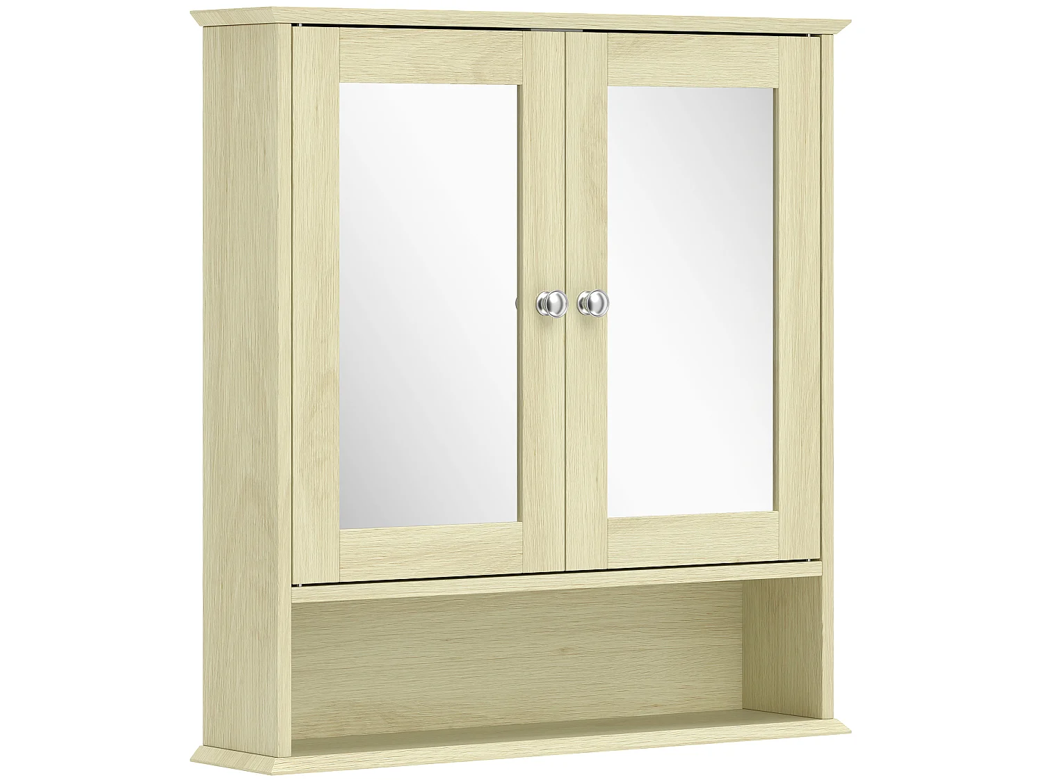 Armoire murale étagère salle de bain 56L x 13l x 58H cm double porte miroir étagère réglable MDF naturel