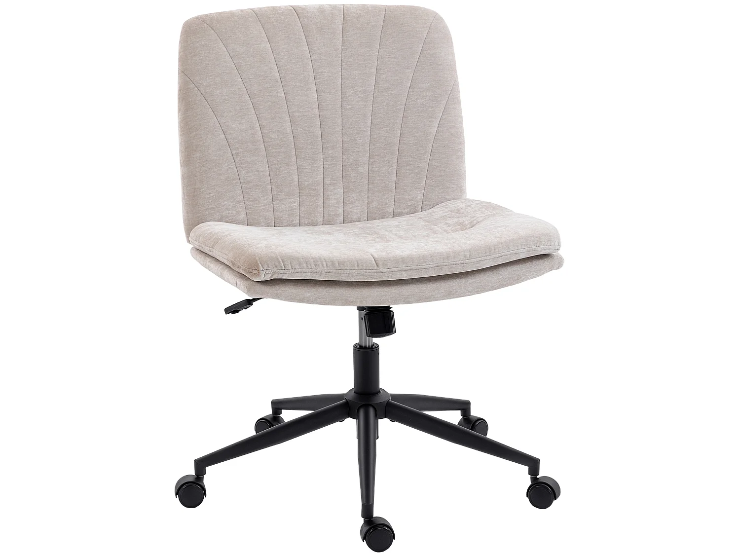 Chaise de bureau design dossier surpiqûres effet coquillage tissu beige