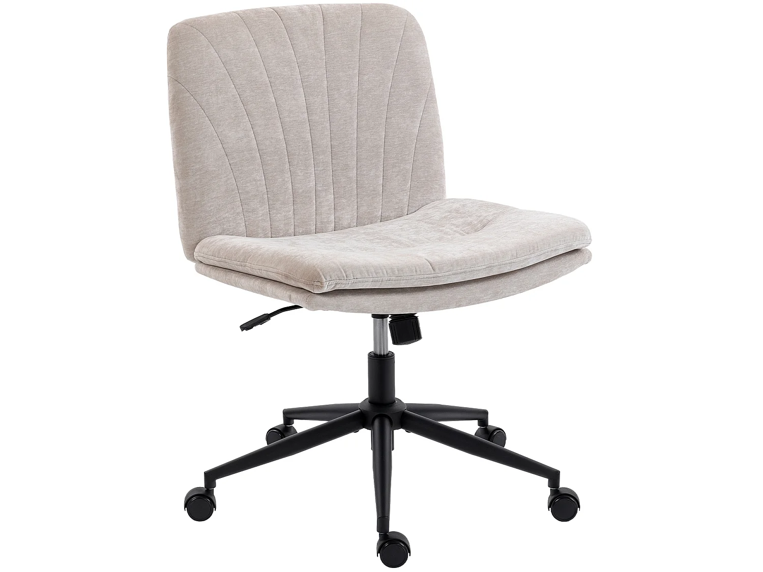 Chaise de bureau design dossier surpiqûres effet coquillage tissu beige