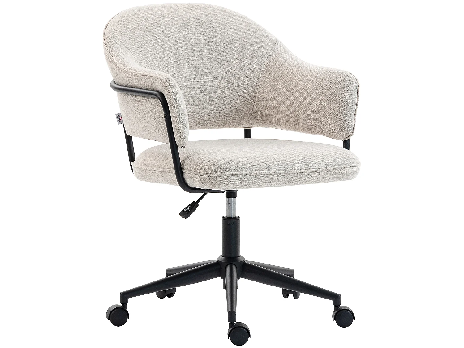 Chaise de bureau design ergonomique réglable dossier enveloppant ajouré métal noir tissu beige