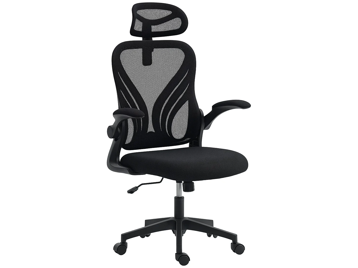Chaise de bureau ergonomique réglable accoudoirs relevables dossier rabattable noir