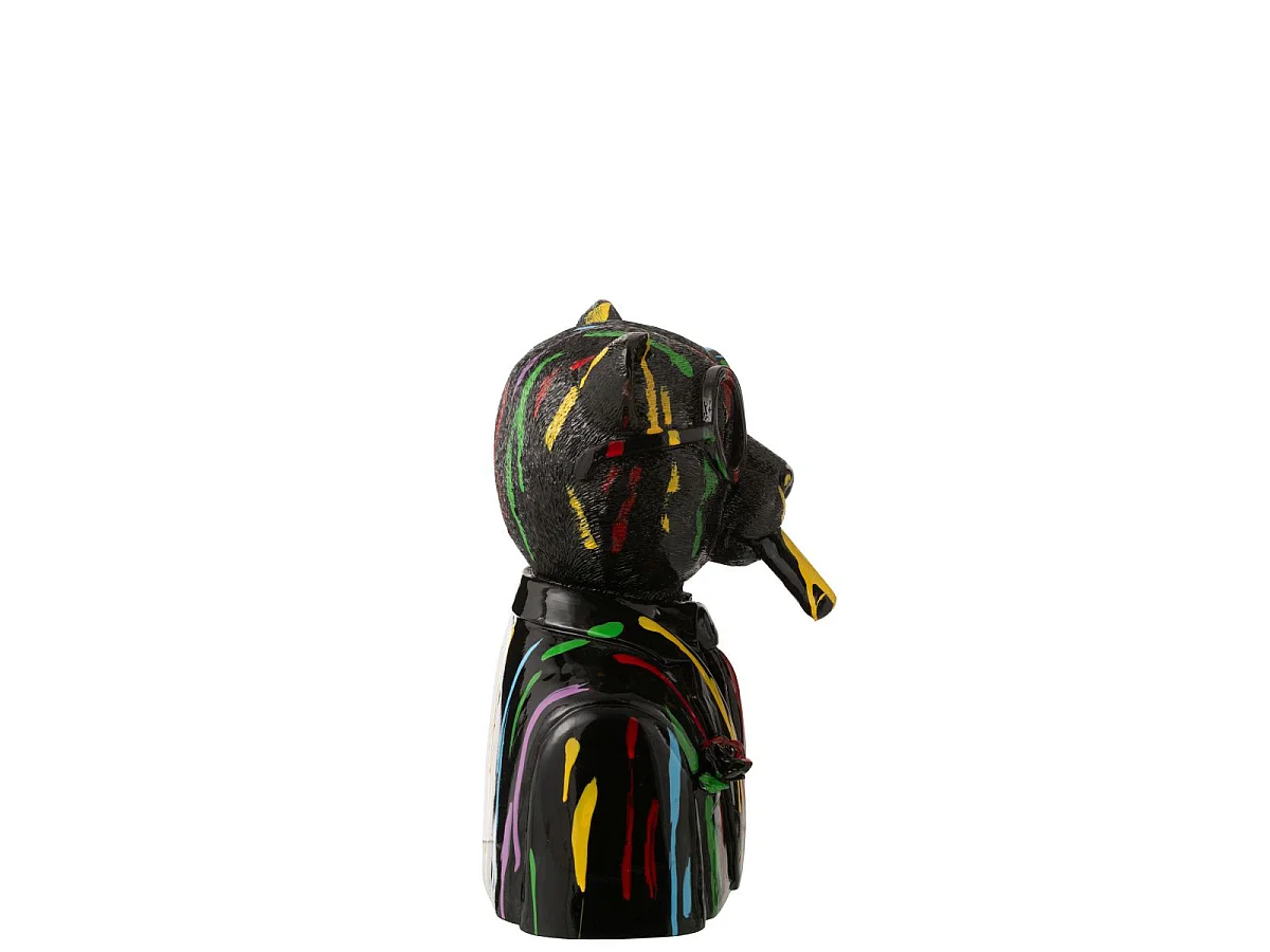 Buste Léopard "Tâches de Peinture" 31cm Noir