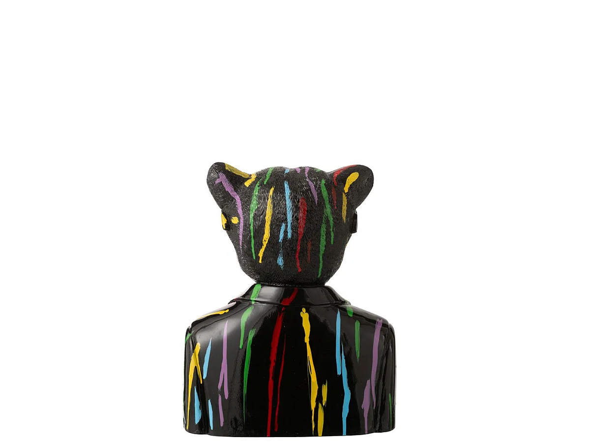 Buste Léopard "Tâches de Peinture" 31cm Noir