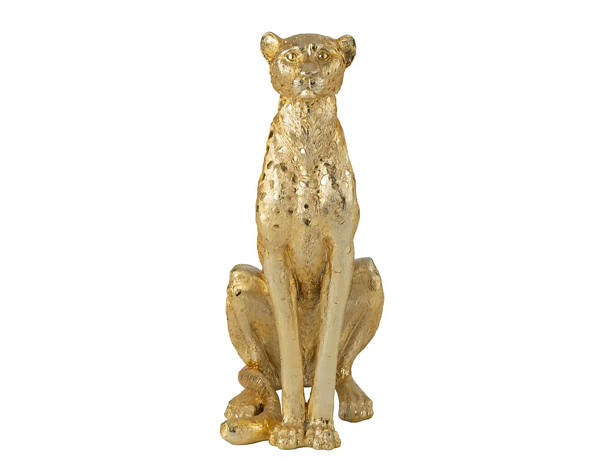 Statue Léopard Assis "Odis" 88cm Doré