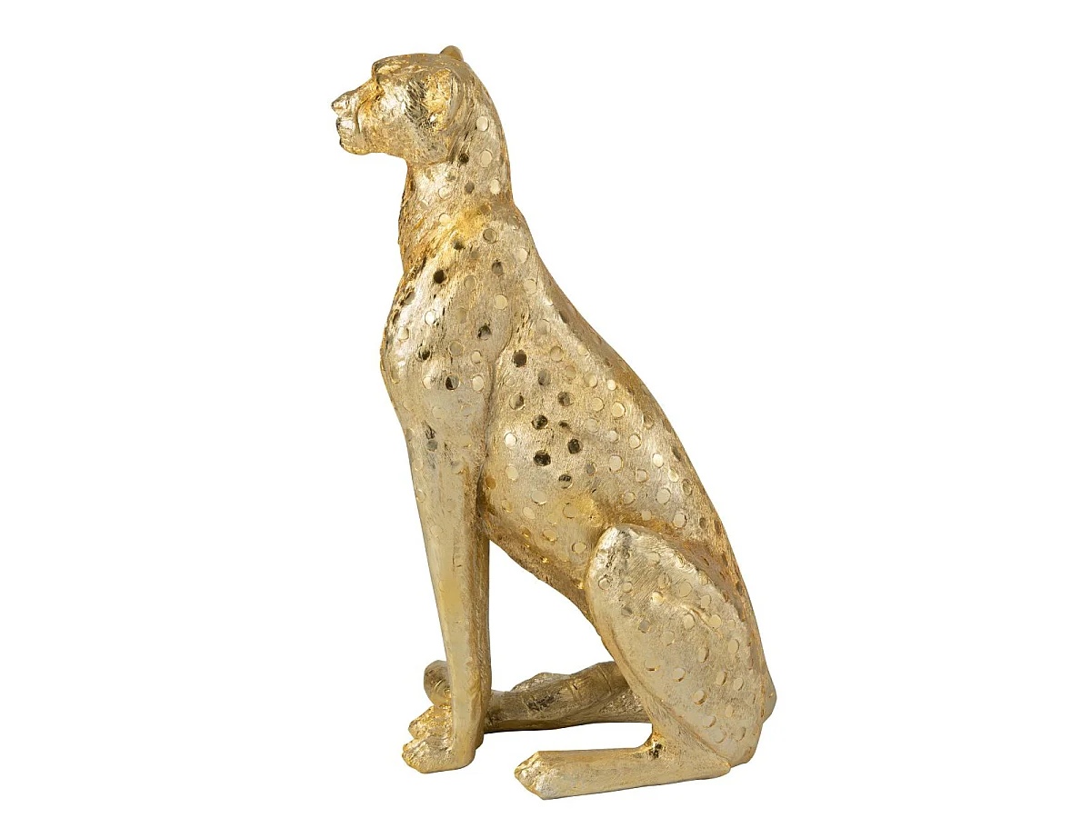Statue Léopard Assis "Odis" 88cm Doré