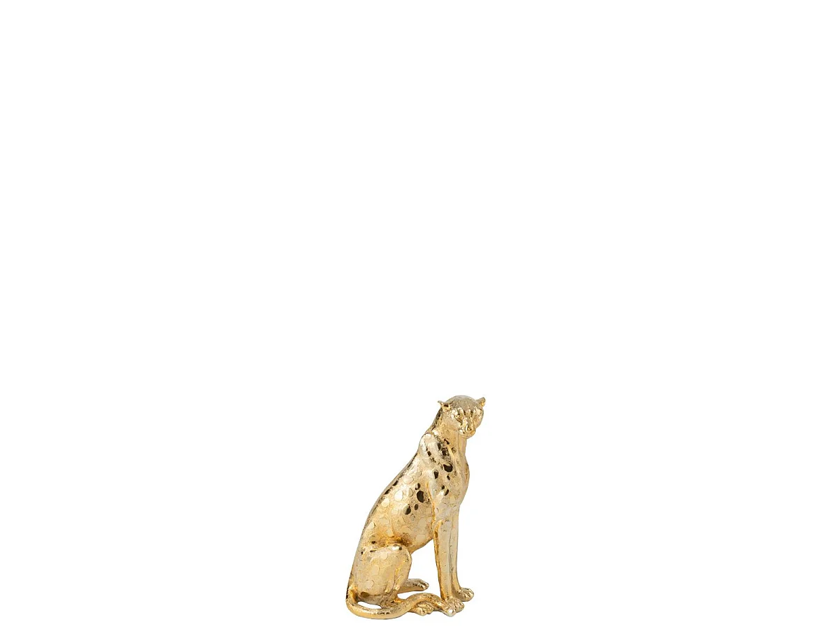 Statuette Léopard Assis "Odis" 37cm Doré