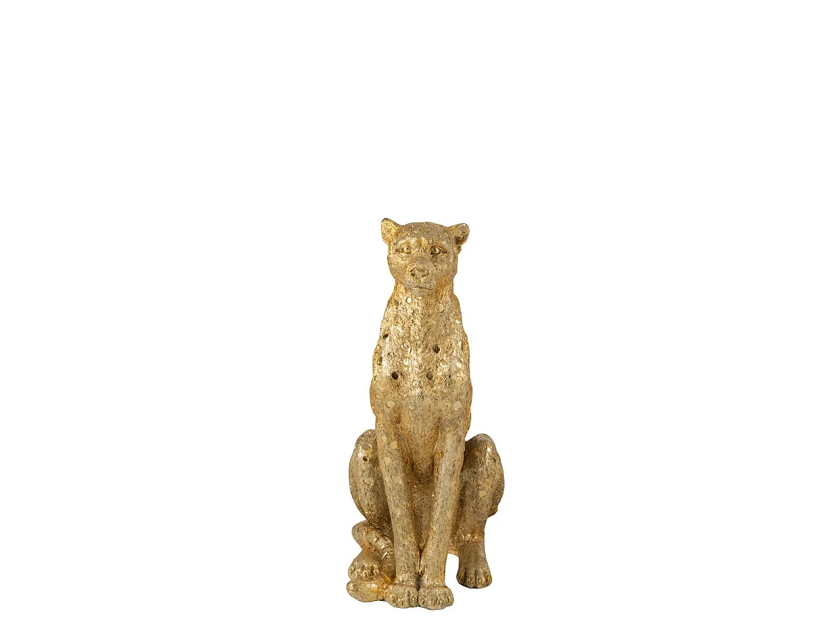 Statue Léopard Assis "Odis" 60cm Doré