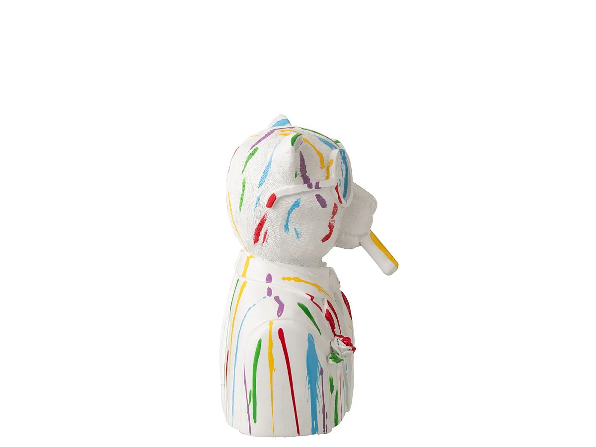 Buste Léopard "Tâches de Peinture" 31cm Blanc