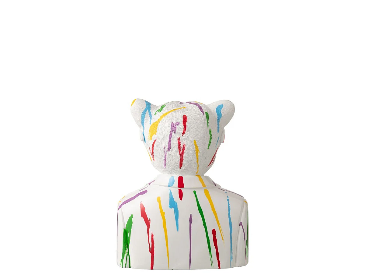 Buste Léopard "Tâches de Peinture" 31cm Blanc