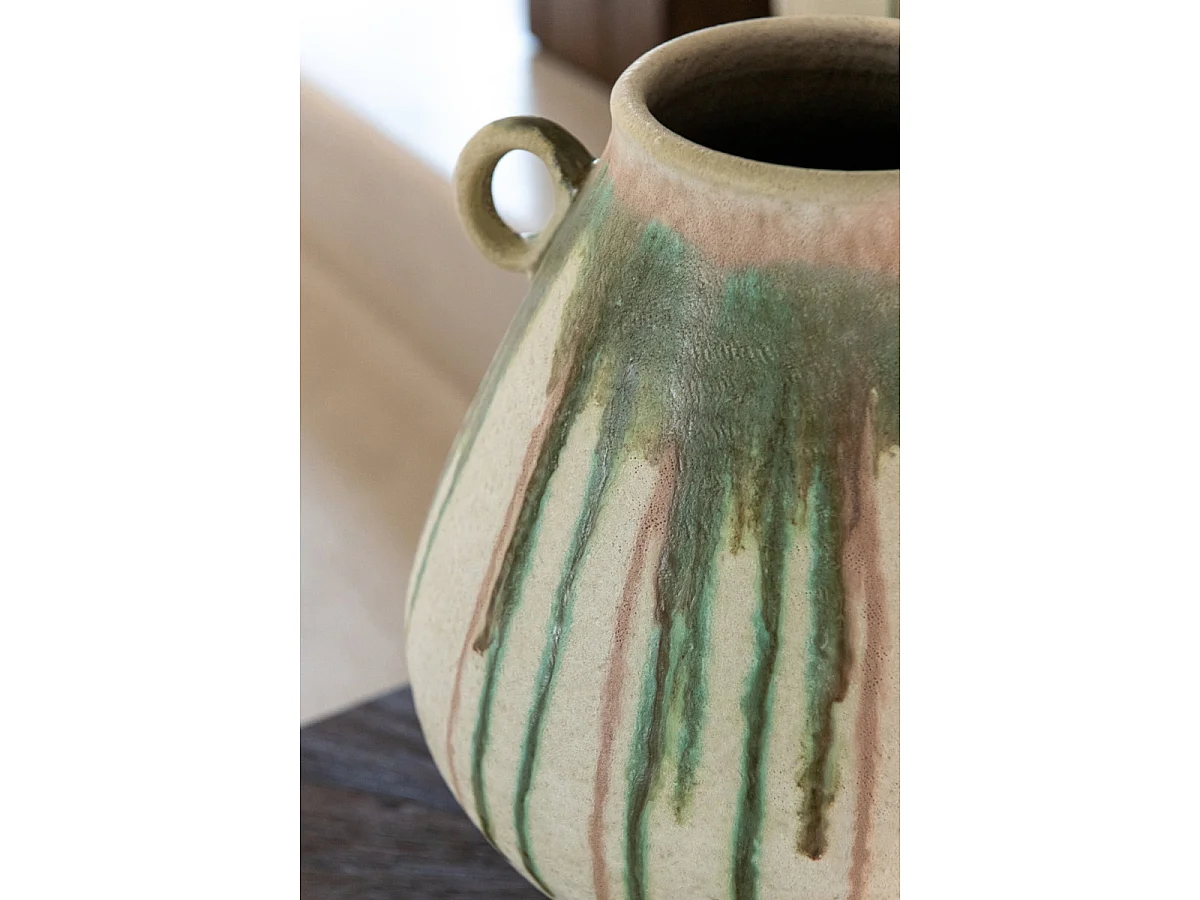 Vase en Céramique "Oliveto" 45cm Beige & Vert