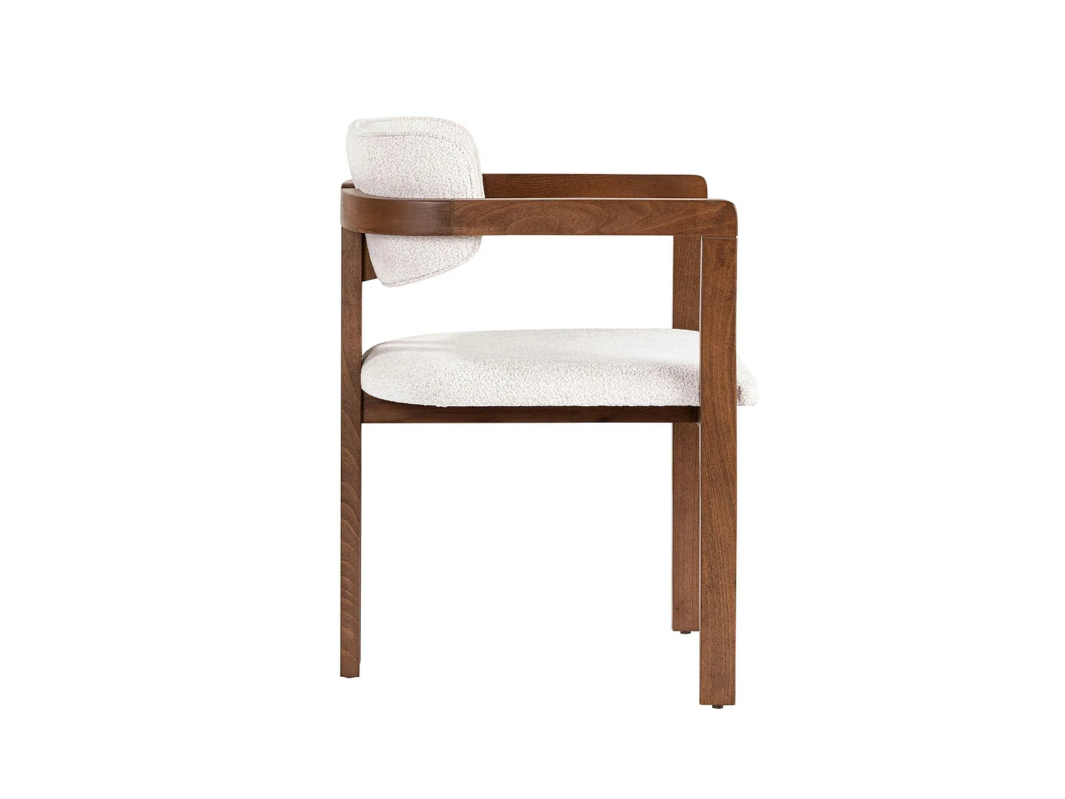 Chaise avec accoudoirs design bois et tissu blanc MARFA
