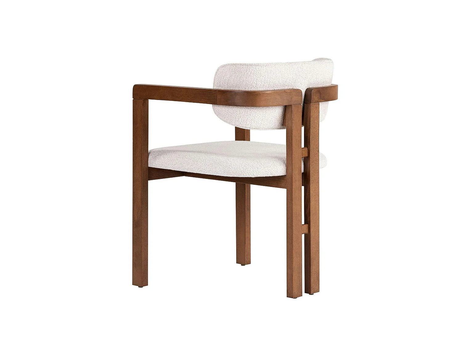 Chaise avec accoudoirs design bois et tissu blanc MARFA