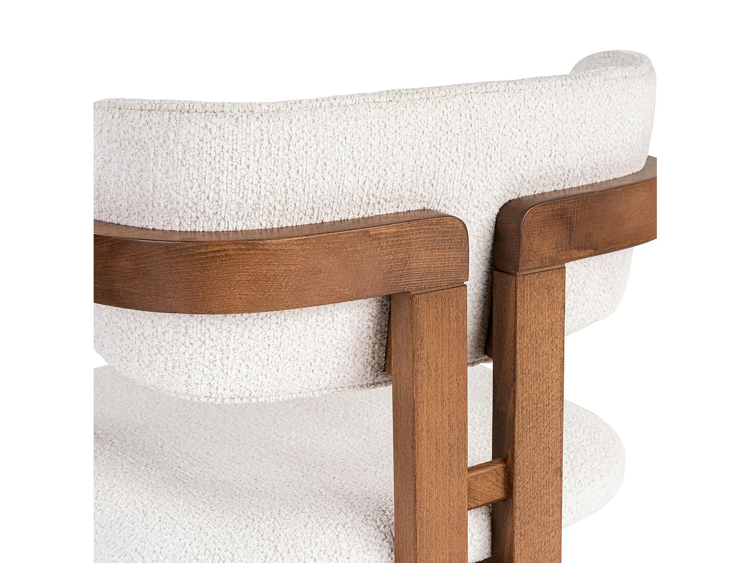 Chaise avec accoudoirs design bois et tissu blanc MARFA