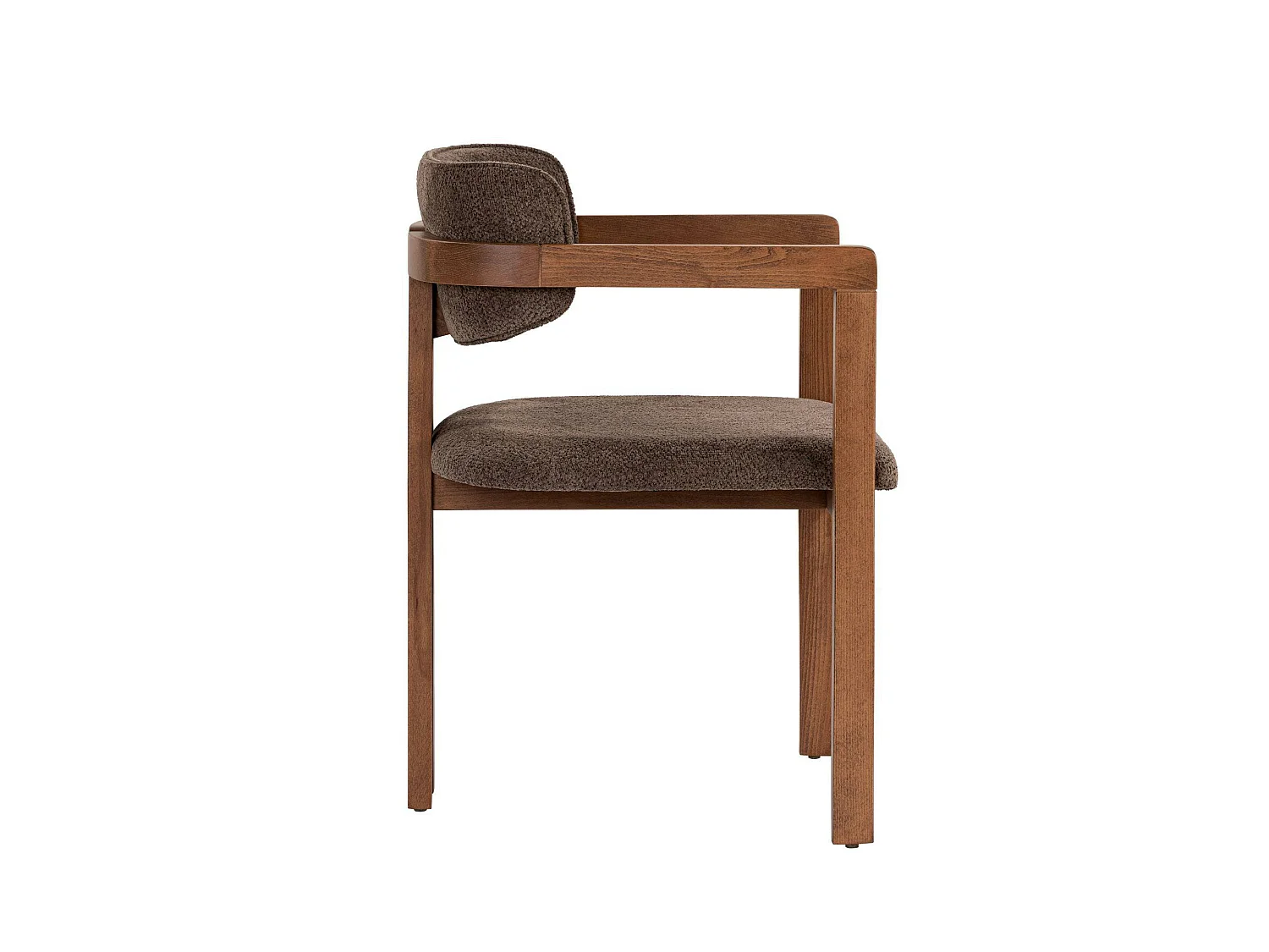 Chaise avec accoudoirs en bois et tissu marron MARFA