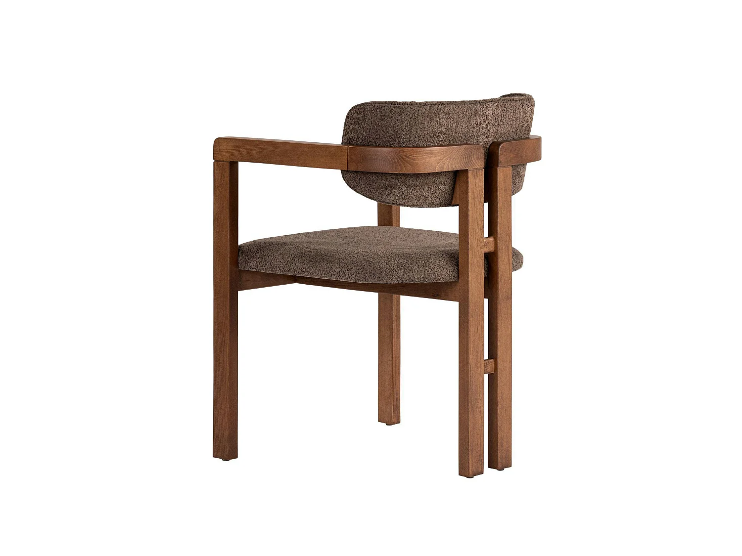 Chaise avec accoudoirs en bois et tissu marron MARFA