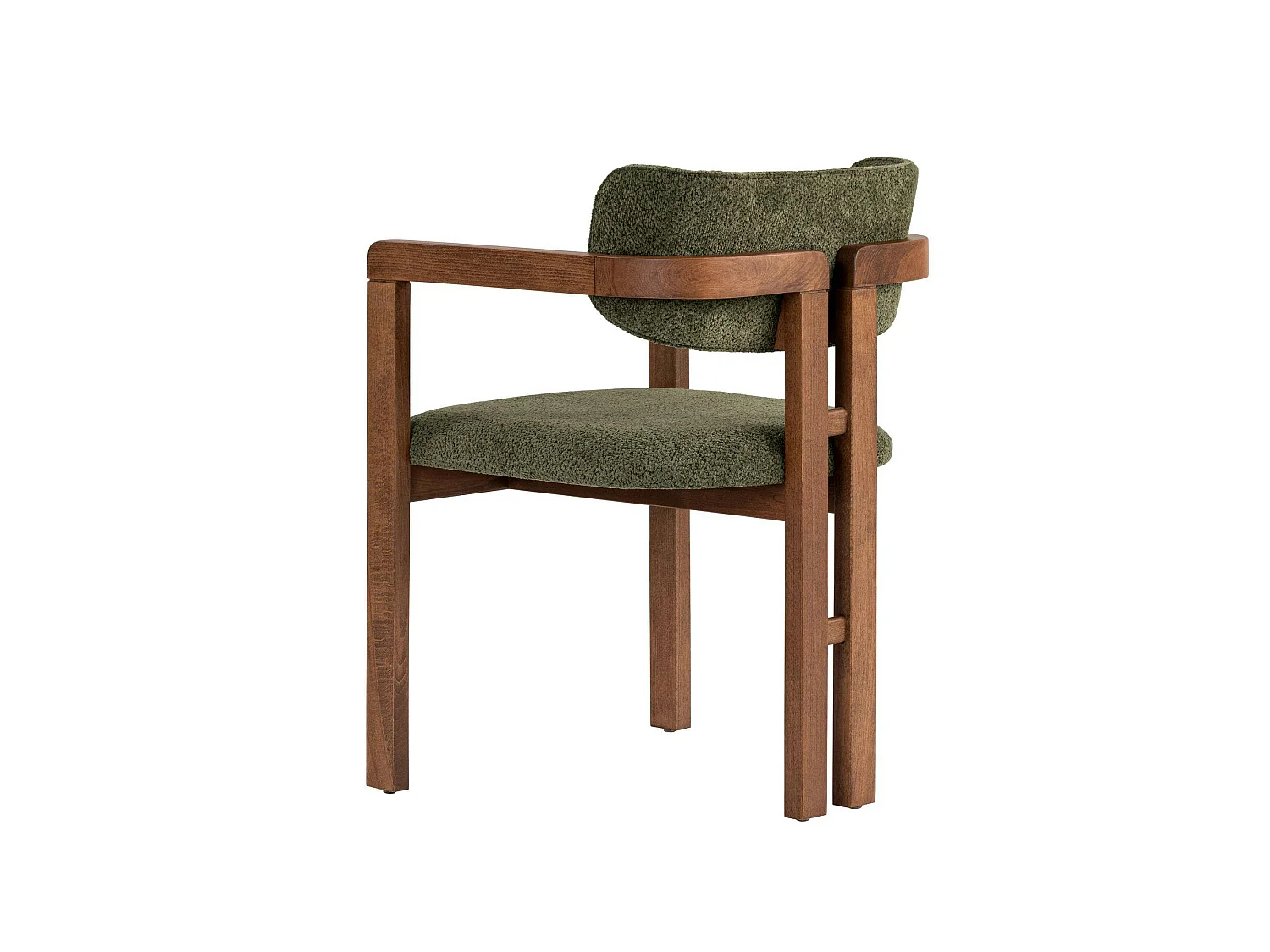 Chaise avec accoudoirs bois et tissu vert MARFA