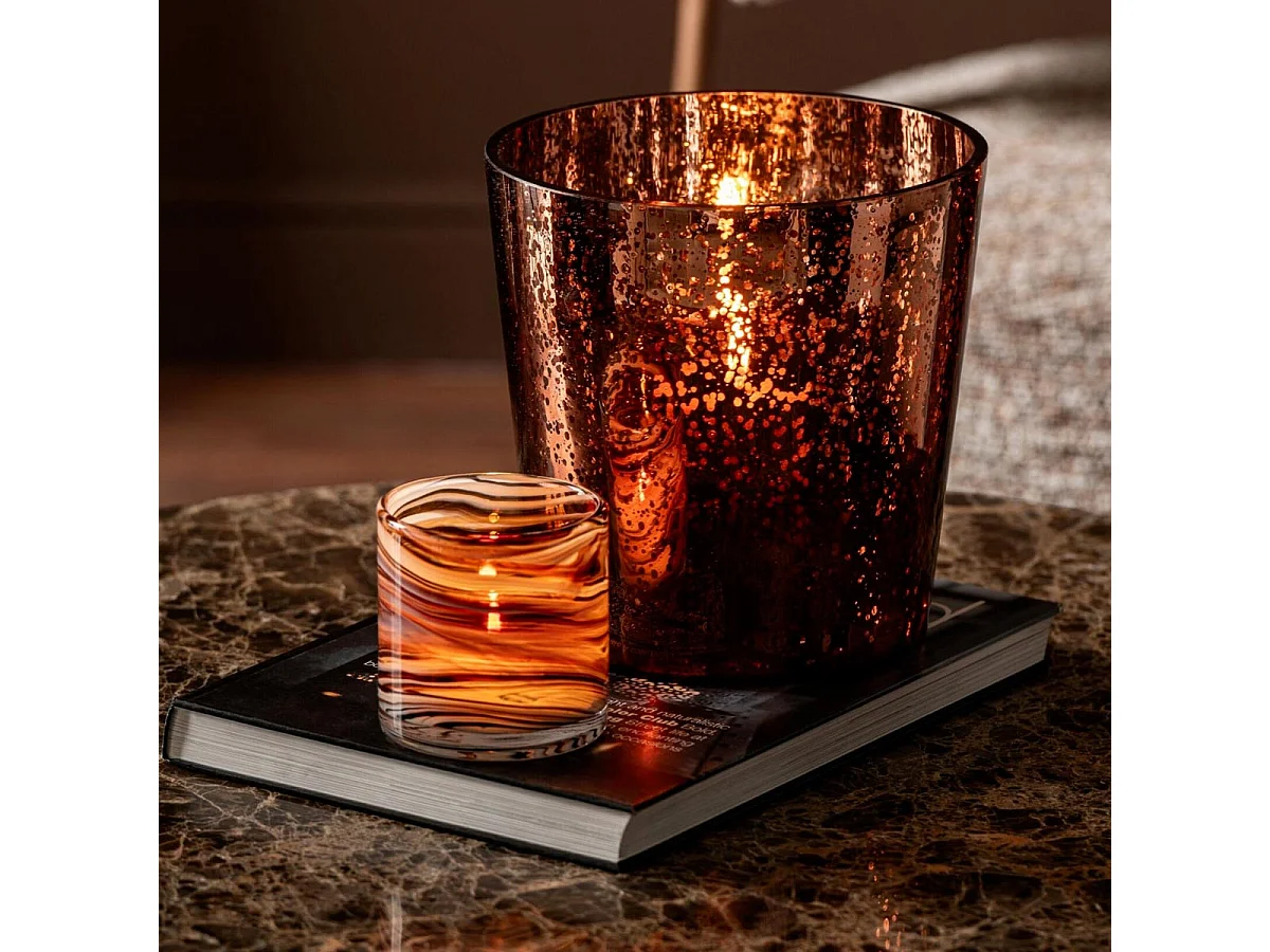Photophore Design en Verre "Ember" 22cm Marron