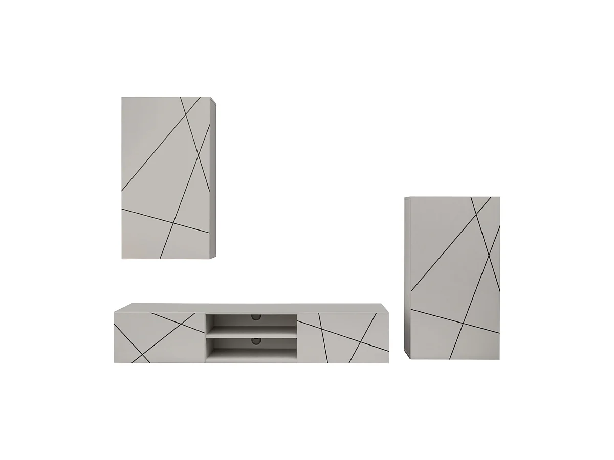 Ensemble Meuble TV 3P "Geo" 250cm Beige
