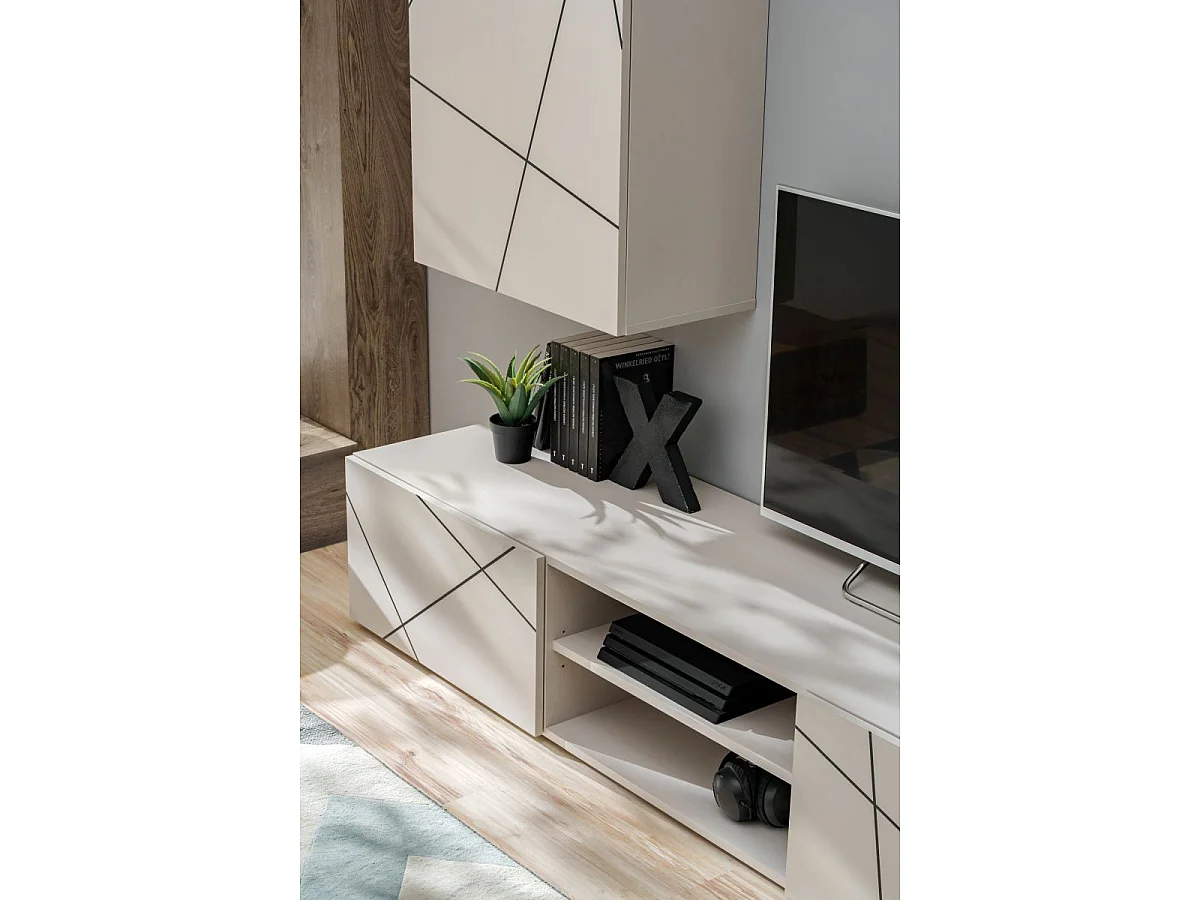 Ensemble Meuble TV 3P "Geo" 250cm Beige