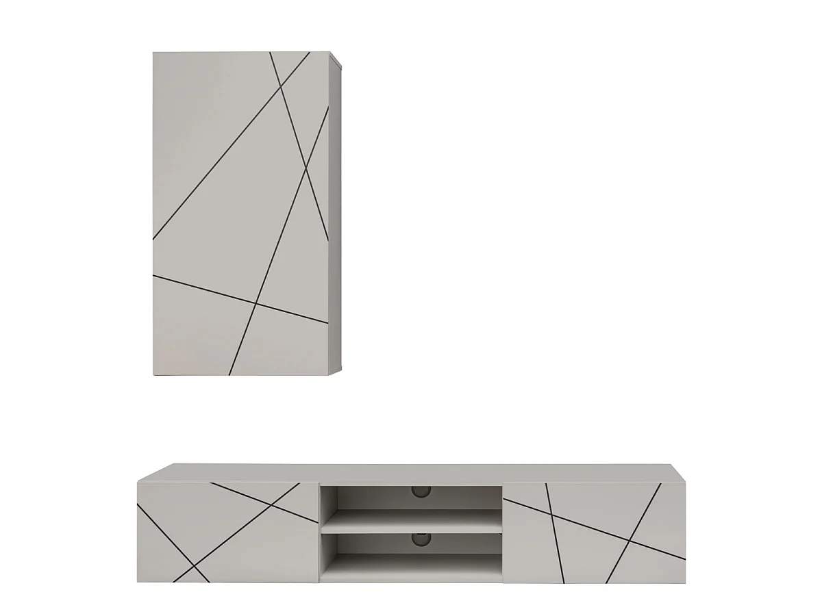 Ensemble Meuble TV 2P "Geo" 180cm Beige