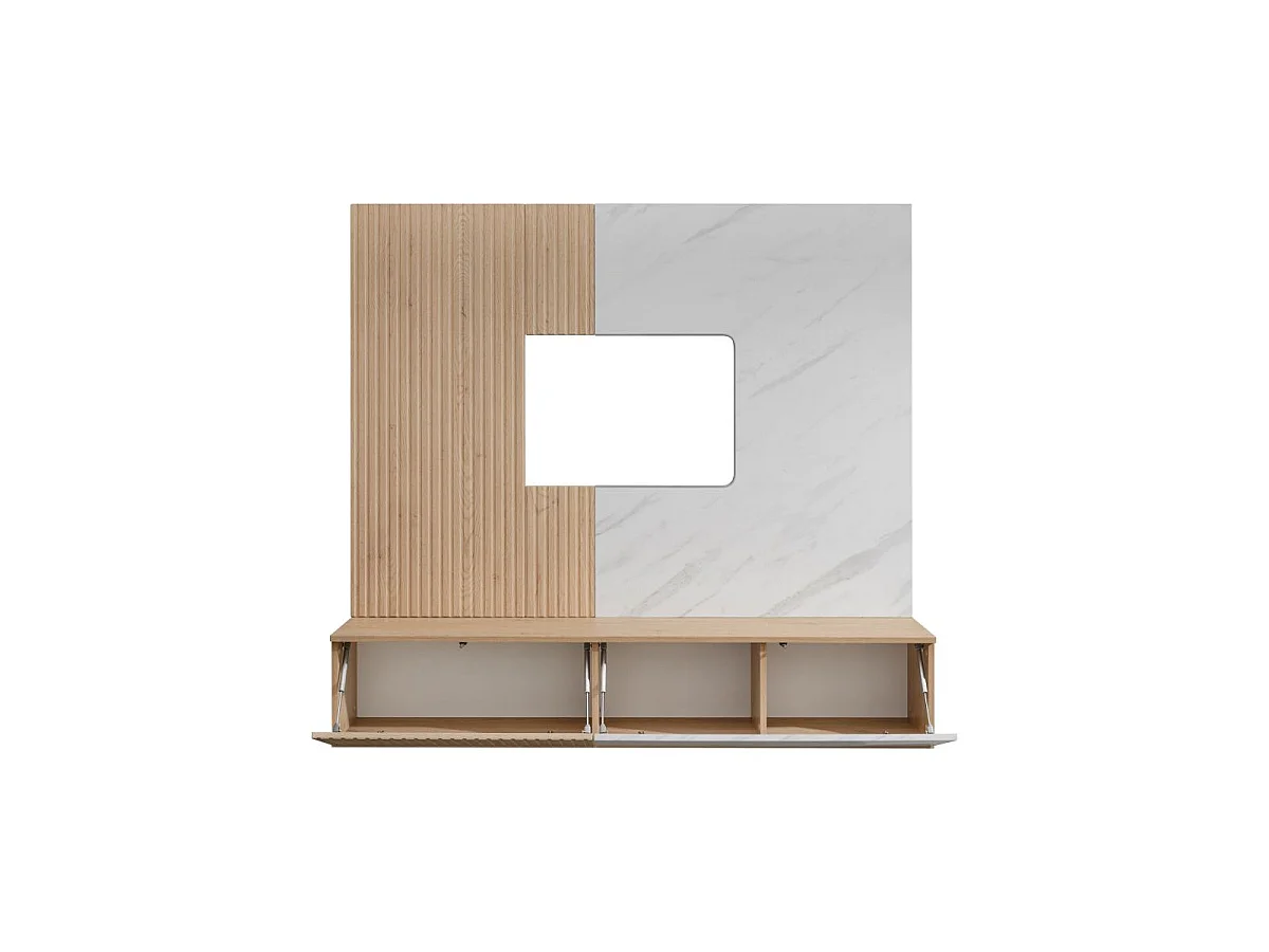 Ensemble Meuble TV "Kip" 160cm Blanc & Naturel