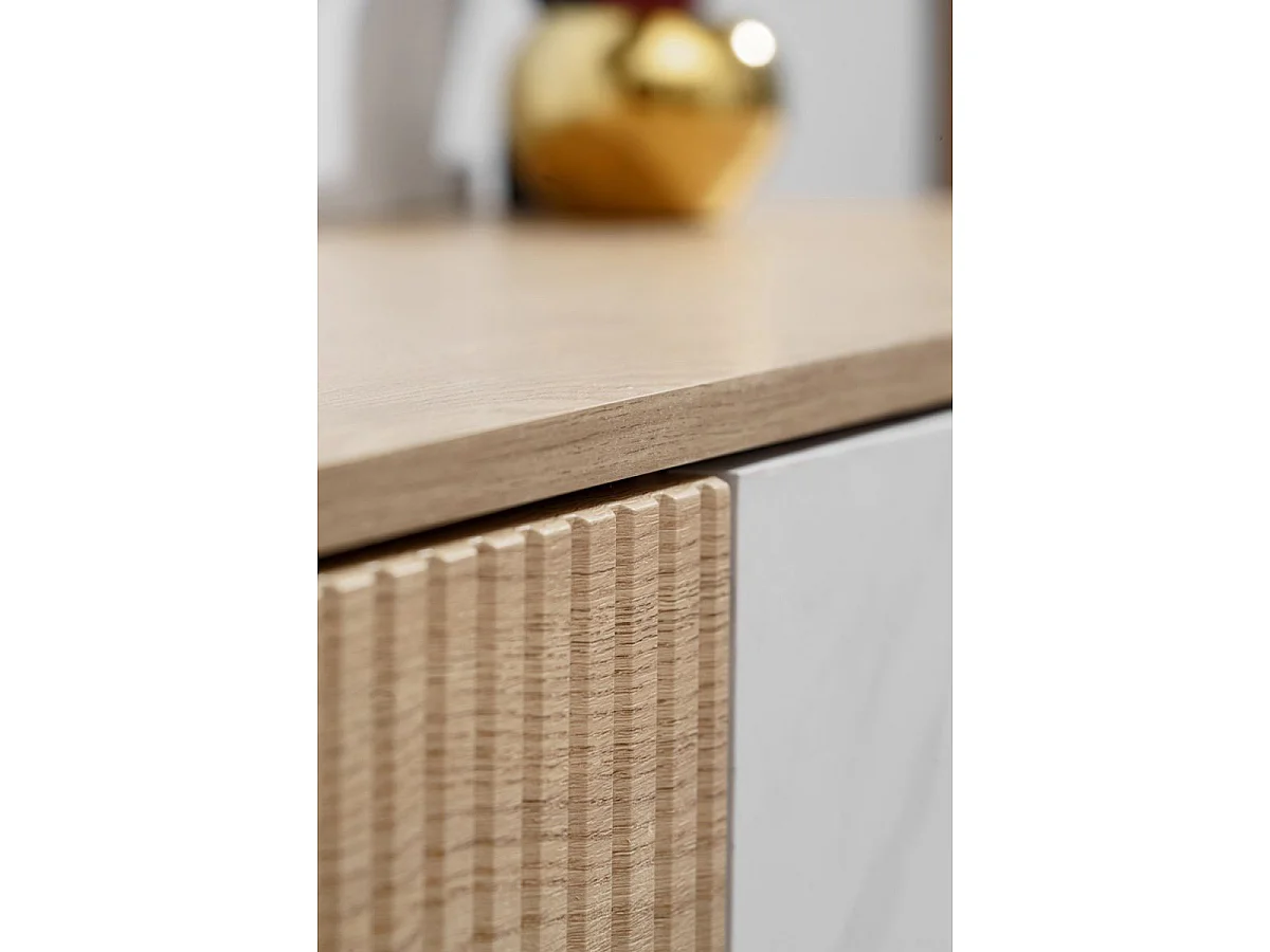 Ensemble Meuble TV "Kip" 160cm Blanc & Naturel