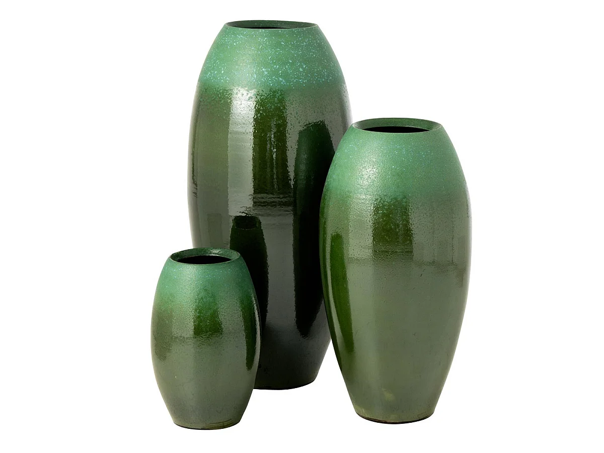 Vase Design en Céramique "Verde" 70cm Vert Foncé