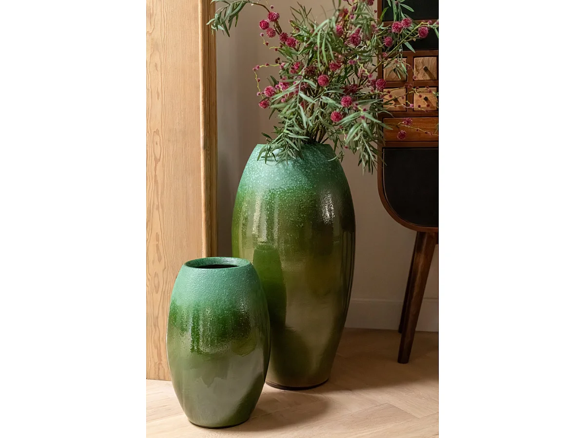 Vase Design en Céramique "Verde" 70cm Vert Foncé