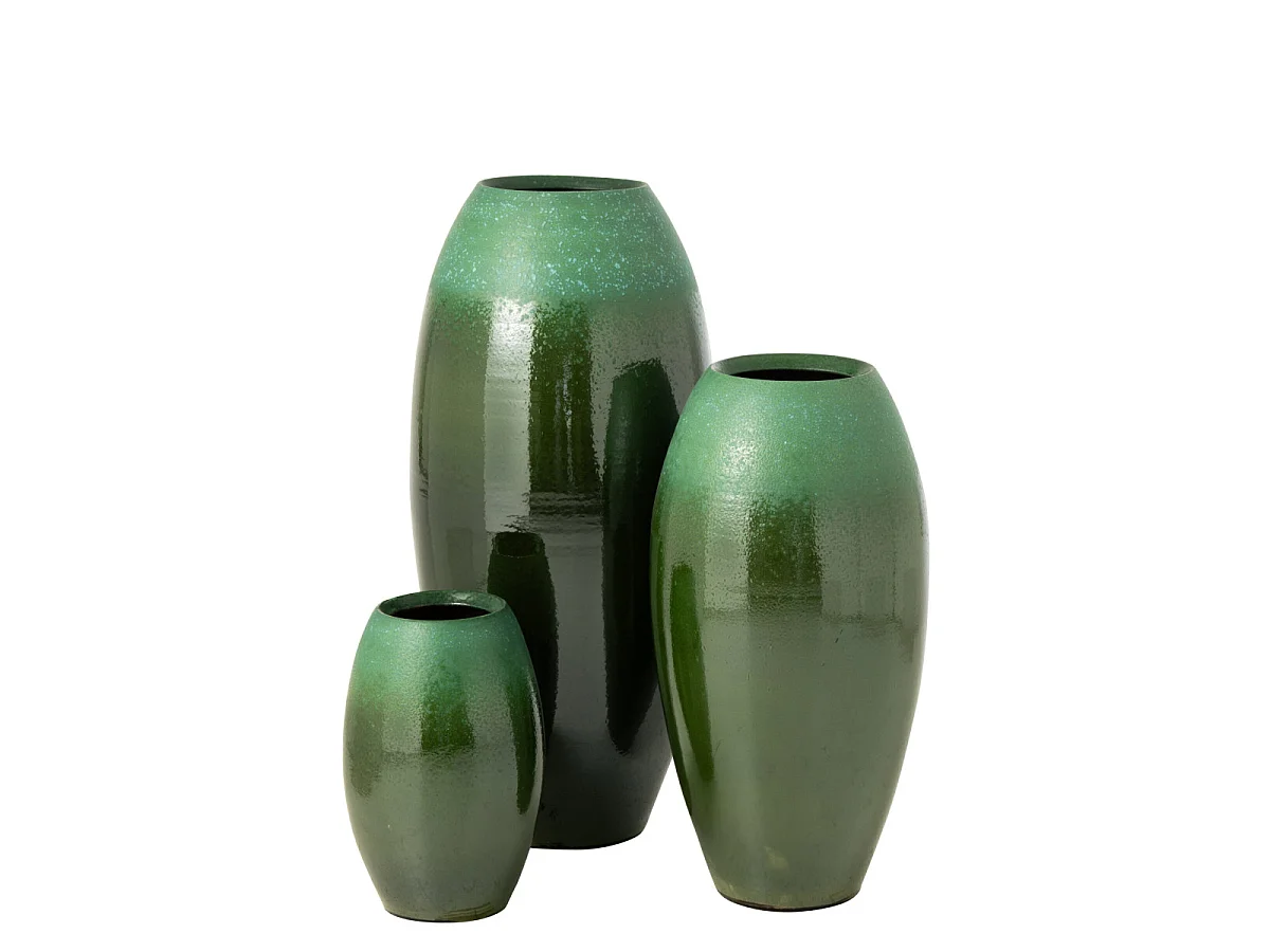 Vase Design en Céramique "Verde" 90cm Vert Foncé