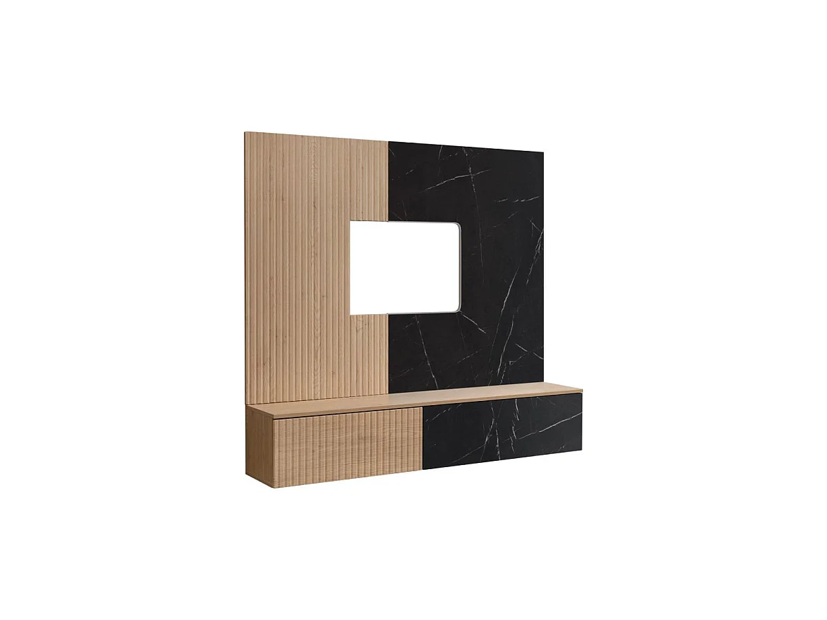 Ensemble Meuble TV "Kip I" 160cm Noir & Naturel