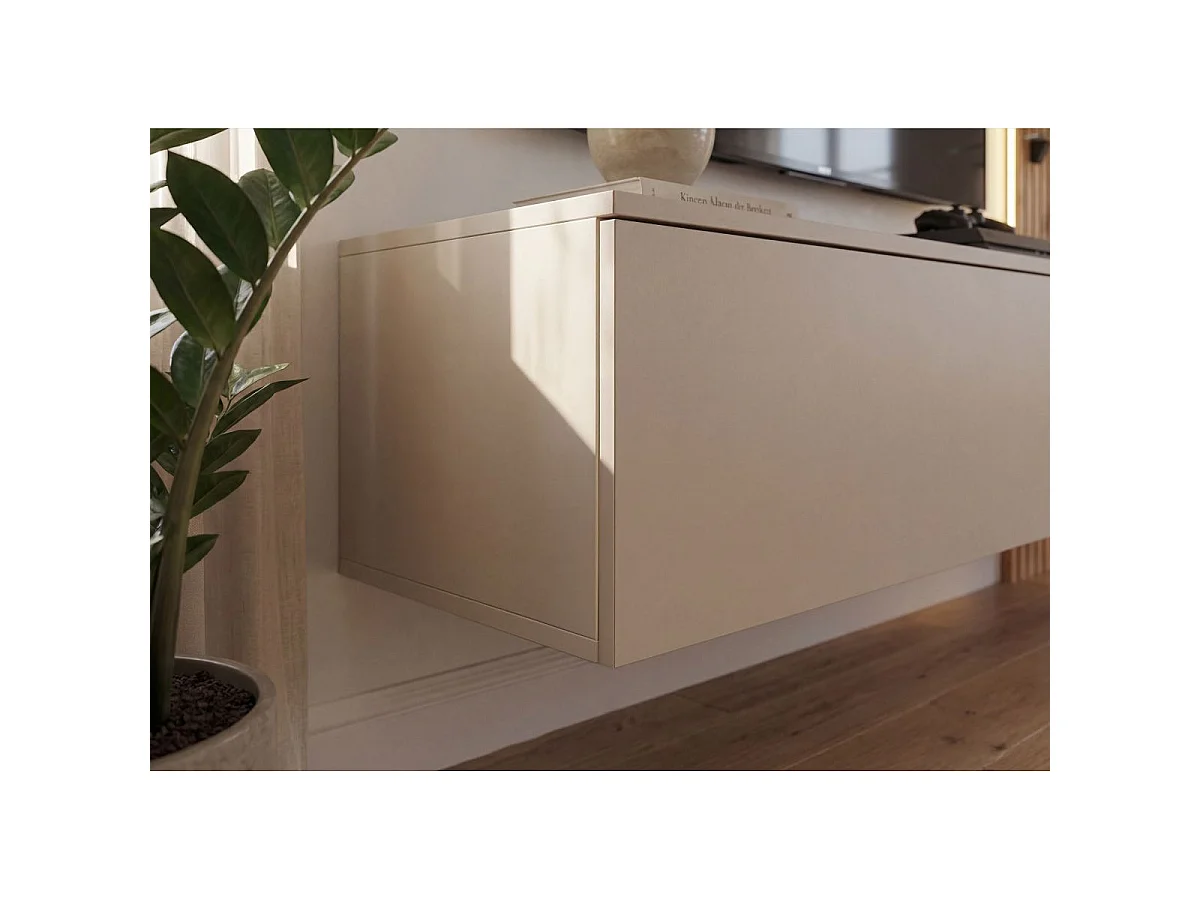 Ensemble Meuble TV Mural "Luzz" 220cm Gris & Naturel