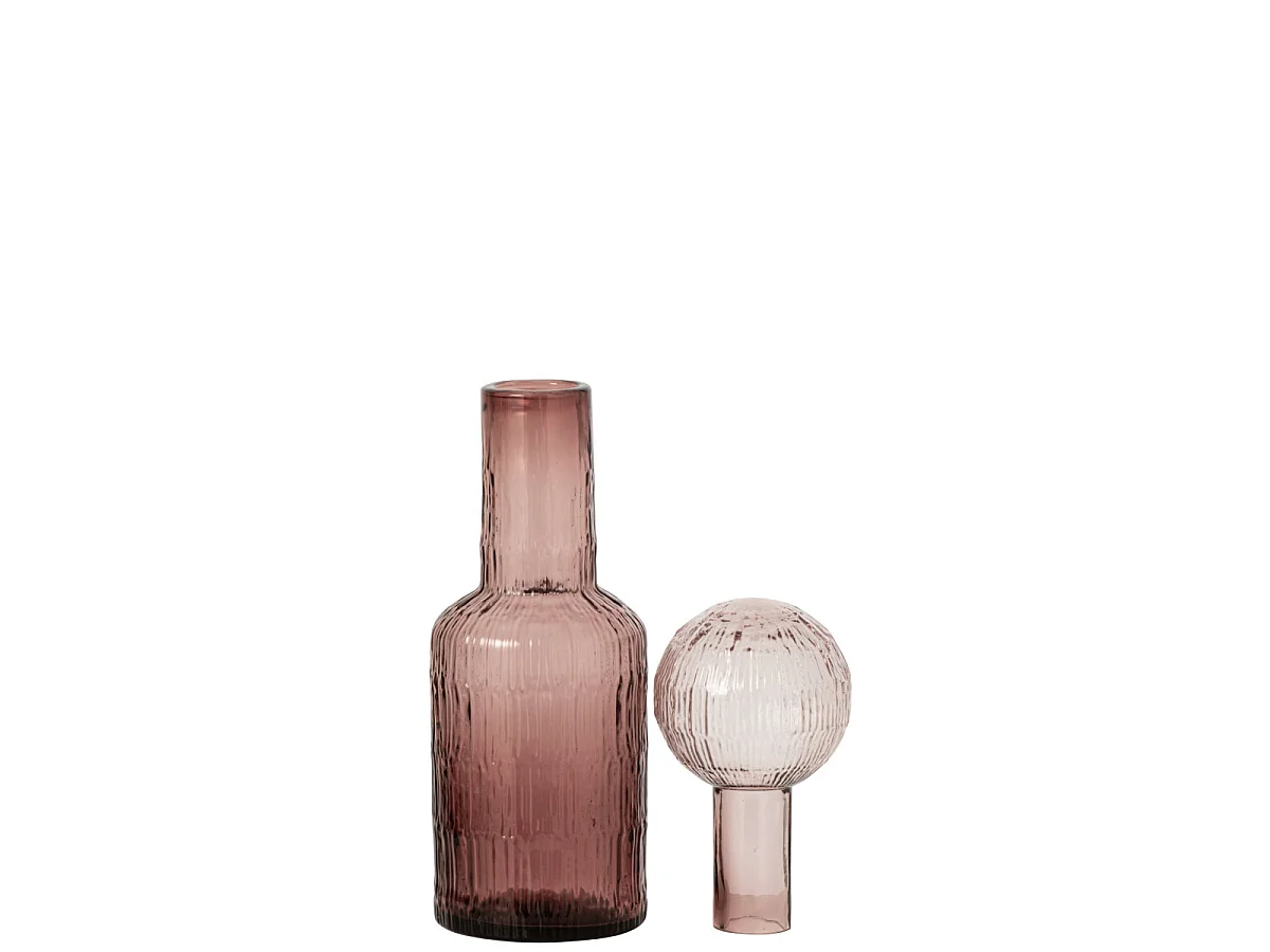 Bouteille Déco Striée en Verre "Kyoto" 45cm Bordeaux