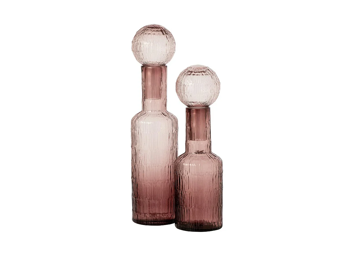 Bouteille Déco Striée en Verre "Kyoto" 45cm Bordeaux