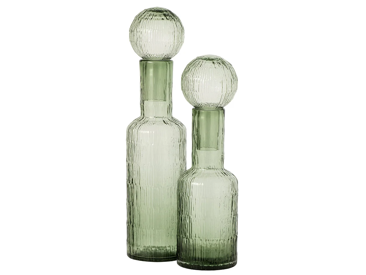 Bouteille Déco Striée en Verre "Kyoto" 54cm Vert
