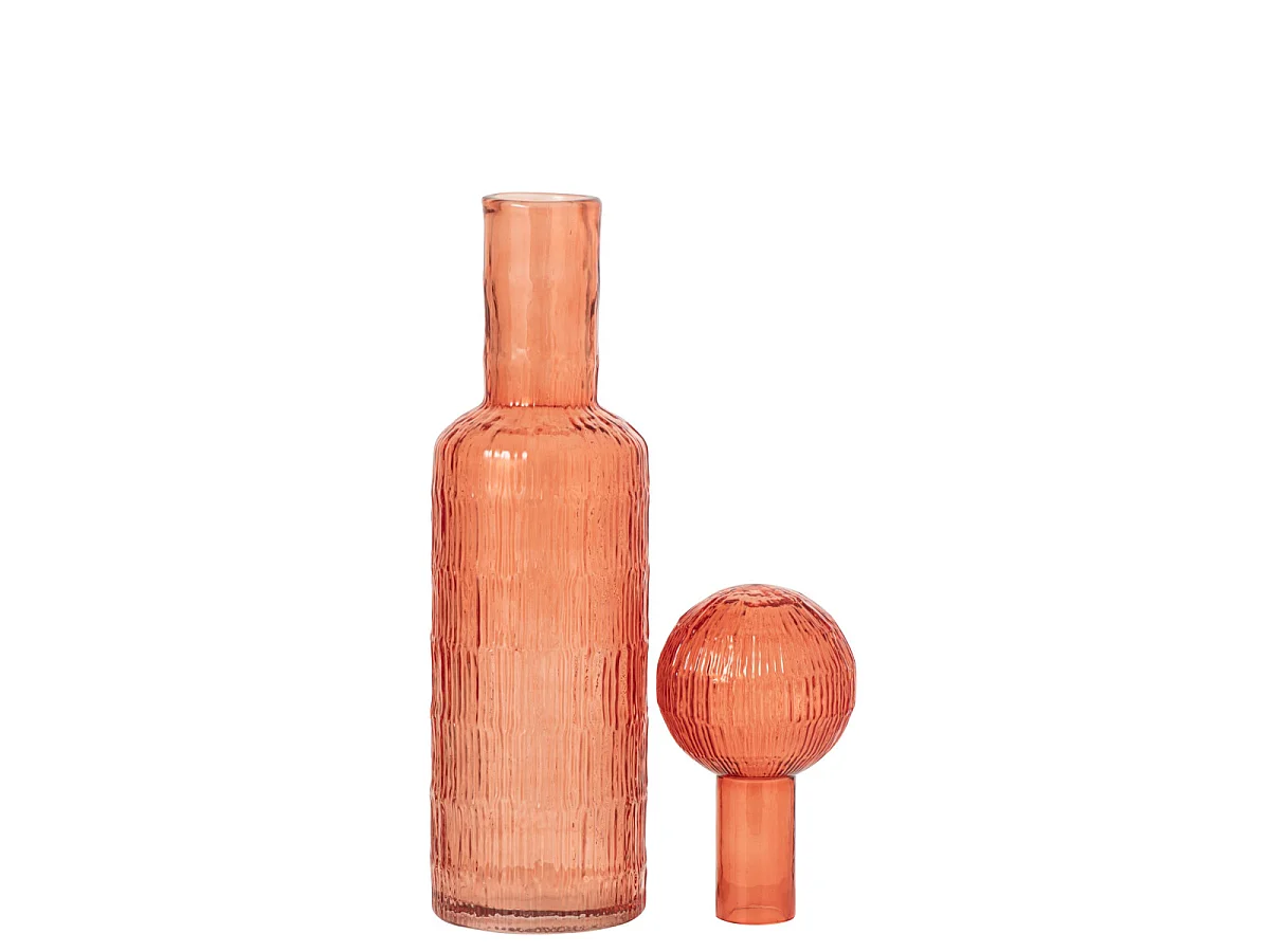 Bouteille Déco Striée en Verre "Kyoto" 54cm Orange