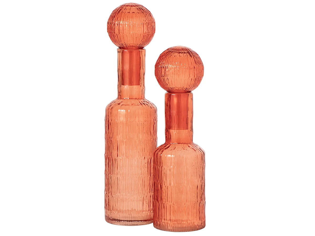 Bouteille Déco Striée en Verre "Kyoto" 54cm Orange