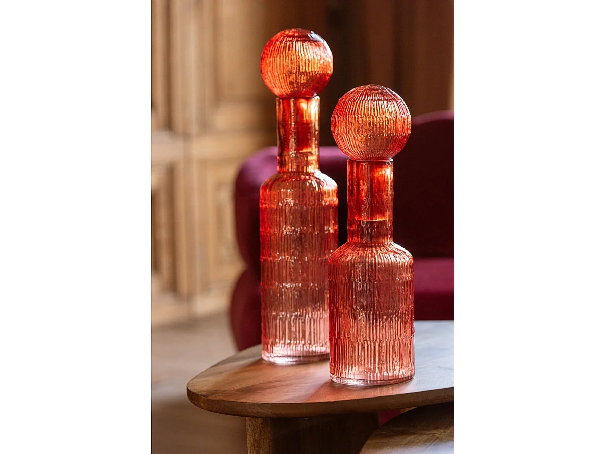 Bouteille Déco Striée en Verre "Kyoto" 54cm Orange