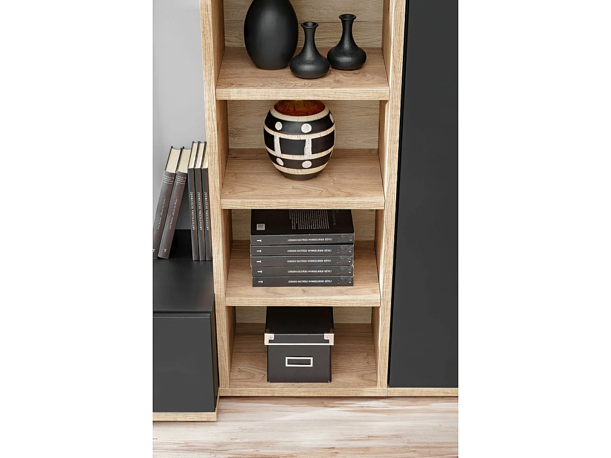Ensemble Meuble TV Design "Skill" 240cm Noir & Naturel