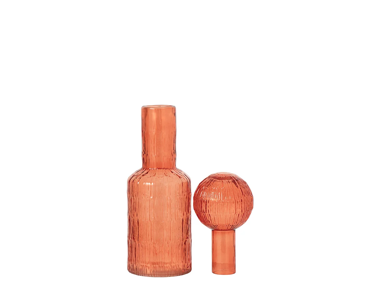 Bouteille Déco Striée en Verre "Kyoto" 45cm Orange