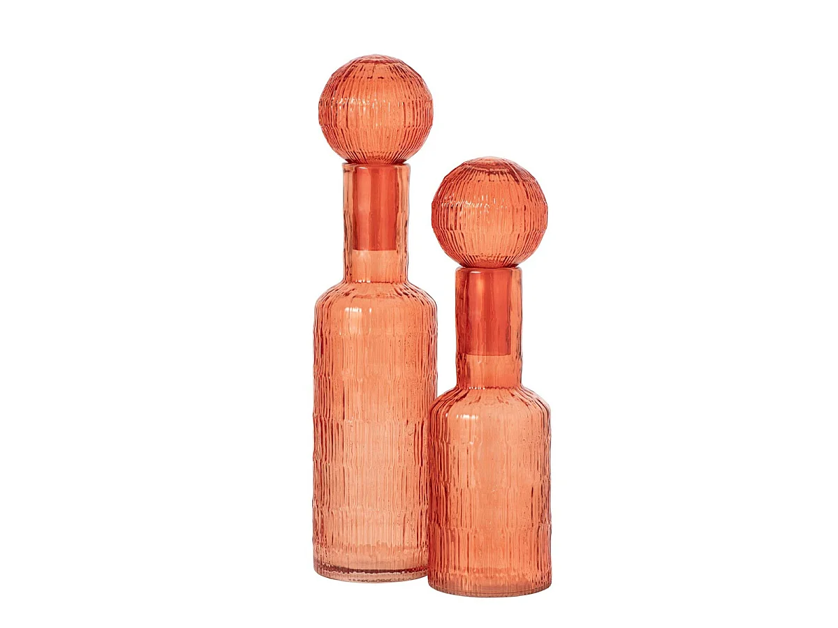 Bouteille Déco Striée en Verre "Kyoto" 45cm Orange
