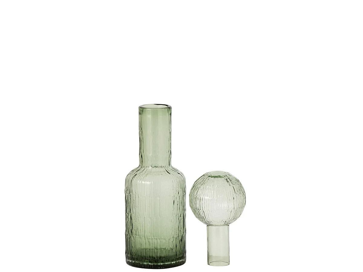 Bouteille Déco Striée en Verre "Kyoto" 45cm Vert