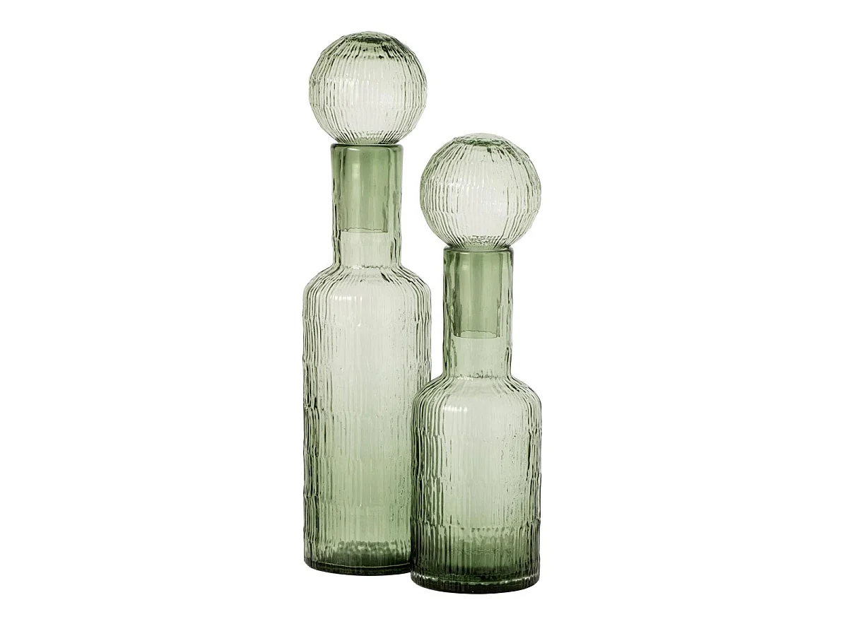 Bouteille Déco Striée en Verre "Kyoto" 45cm Vert