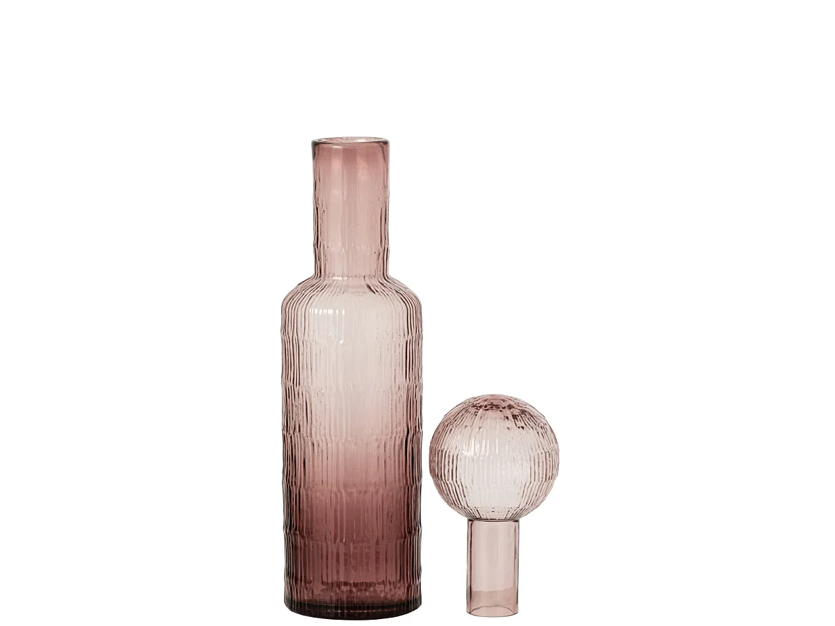 Bouteille Déco Striée en Verre "Kyoto" 54cm Bordeaux